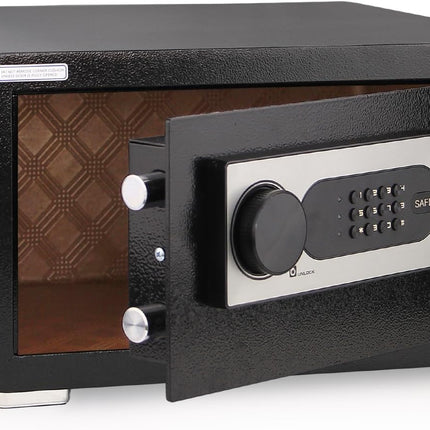 Rubik Digital Safe Box, Hotel Size Digital & Key Lock RB22C8 (22x42x37cm) Black