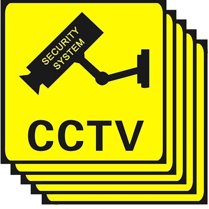 Self Adhesive CCTV Camera Sticker Warning Signs (5pcs, Size 11x11cm)