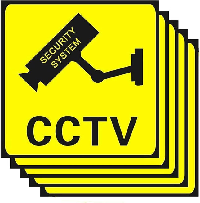 Self Adhesive CCTV Camera Sticker Warning Signs (5pcs, Size 11x11cm)