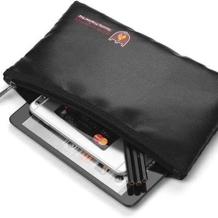 Small Fireproof Document Bag 27x16cm - Silicone Coated Fiberglass, Water and Fire Resistant, Single Zipper Pouch