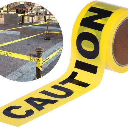 Caution Safety Warning Tape Roll 75mm x 100m, Non-Adhesive PE Hazard Tape - Yellow/Black