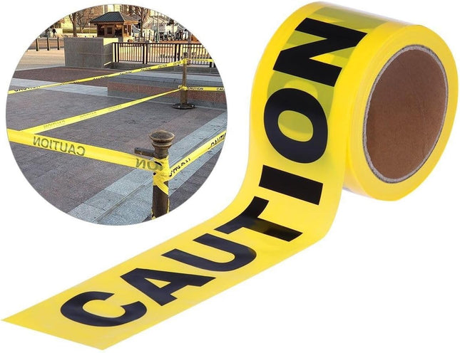 Caution Safety Warning Tape Roll 75mm x 100m, Non-Adhesive PE Hazard Tape - Yellow/Black