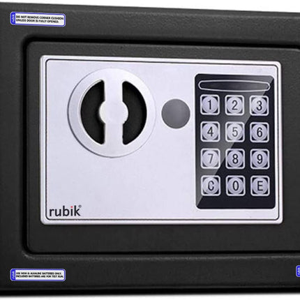 Rubik Mini Safe Box With Digital Lock & Key (17x23x17cm) Black