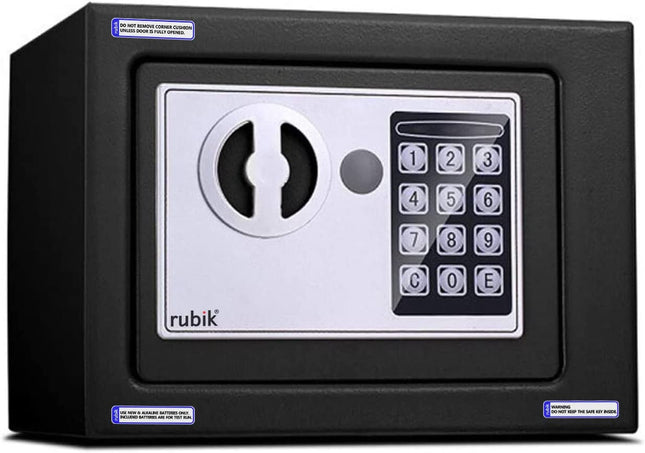 Rubik Mini Safe Box With Digital Lock & Key (17x23x17cm) Black