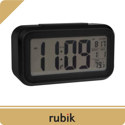 Hotels Alarm Clock Black, Loud, Digital LED, Large Display, Backlight, Temperature, Snooze