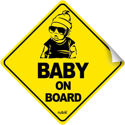 Baby on Board Car Sign Self Adhesive Sticker – Reflective Safety Warning Decal 12x12cm