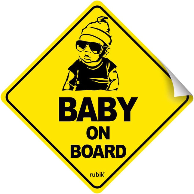 Baby on Board Car Sign Self Adhesive Sticker – Reflective Safety Warning Decal 12x12cm