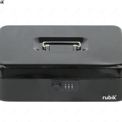 Rubik X-Large Cash Box with Combination Lock, Money Tray & Coin Slot 30x24x9cm Black
