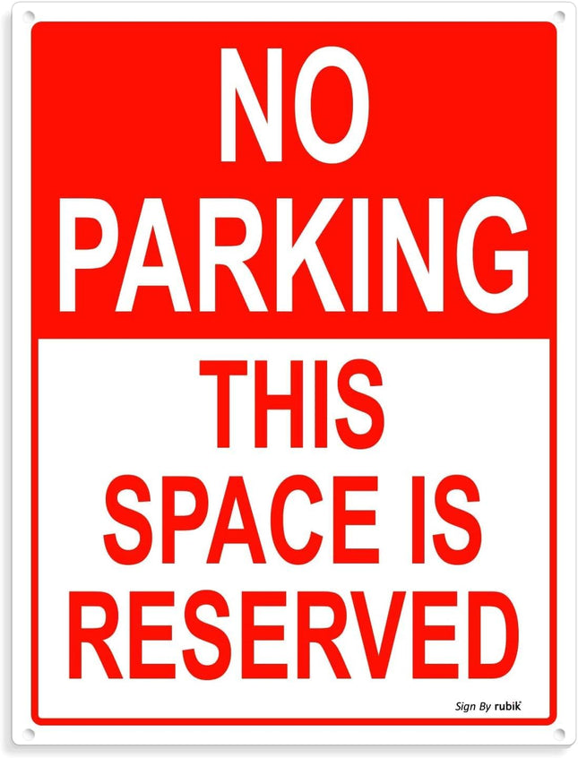 Acrylic No Parking This Space is Reserved Sign 30x22.5cm, Weather Resistant - White/Red
