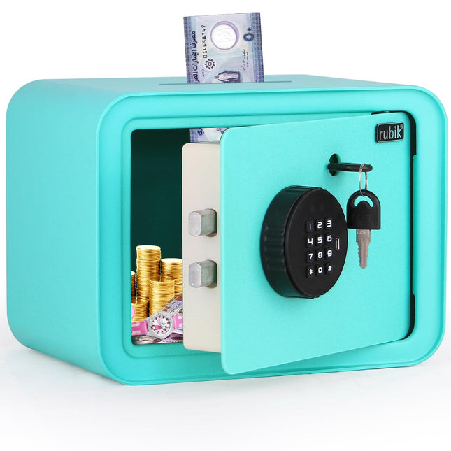 Children's Digital Piggy Bank Safe Box with Deposit Slot, For Kids Girls Boys RB-ZW18N1 (Sea Green)