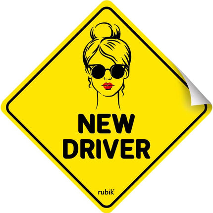 Self Adhesive New Driver Car Sign Sticker, Reflective Removable (Size 12cm x 12cm)