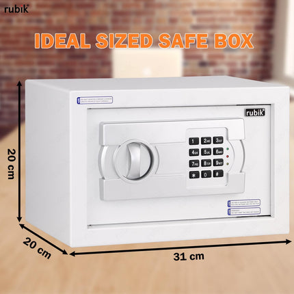 Rubik Small Digital Safe Box with Pin Code and Keys, RB20EG (20x31x20cm) White