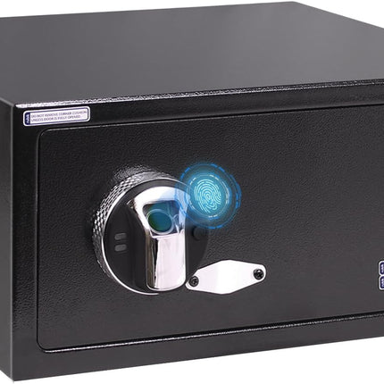 Rubik Wide Biometric Safe Box, Fingerprint & Key Lock RBFPB20 (20x42x37cm) Black