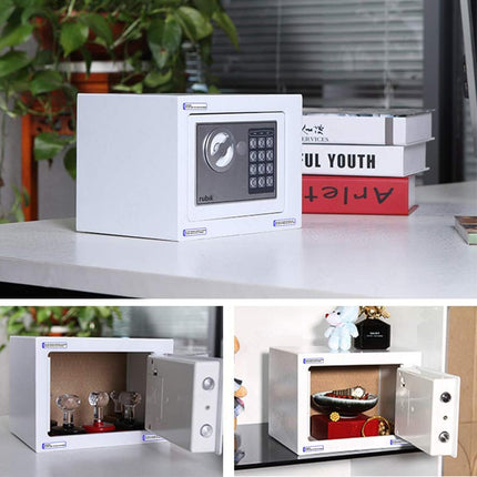 Rubik Mini Safe Box With Digital Lock & Key (17x23x17cm) White