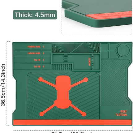 Drone Soldering Repair Mat – Heat Resistant Silicone Work Station with Magnetic Slots (Pink)