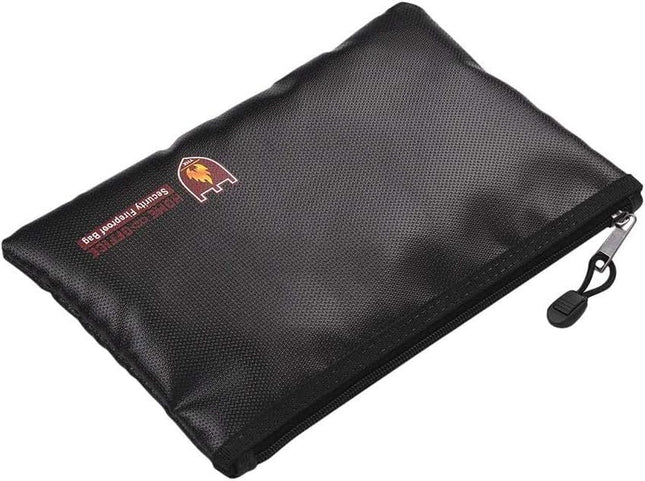 Small Fireproof Document Bag 27x16cm - Silicone Coated Fiberglass, Water and Fire Resistant, Single Zipper Pouch