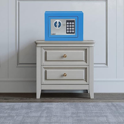 Rubik Mini Safe Box With Drop Slot, Digital Lock & Key (17x23x17cm) Blue