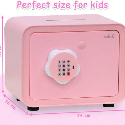 Children's Digital Piggy Bank Safe Box with Deposit Slot, For Kids Girls Boys RB-ZW18N1 (Pink)