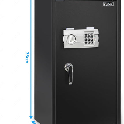 Rubik Large Digital Safe Box with Pin Code and Keys, RB-75EG (75x40x40cm) Black