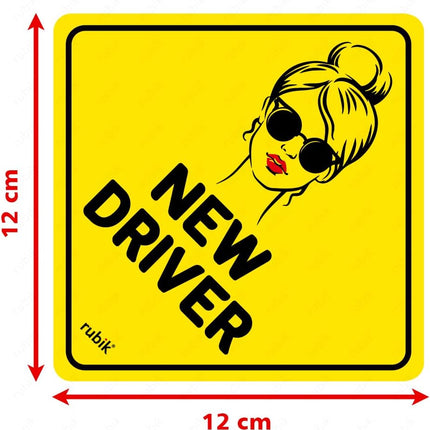 Self Adhesive New Driver Car Sign Sticker, Reflective Removable (Size 12cm x 12cm)