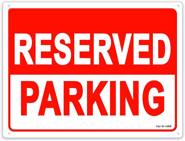 Acrylic Reserved Parking Sign 30x22.5cm, UV Protected Weather Resistant - White/Red