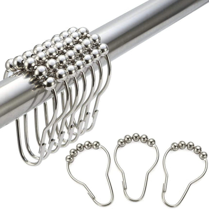 Stainless Steel Shower Curtain Hooks Rings - Polished Nickel (12pcs/Set)