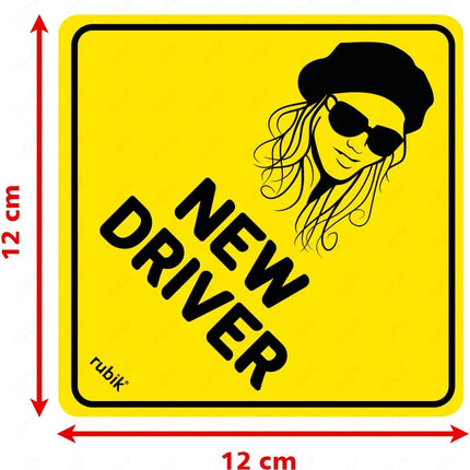 Self Adhesive New Driver Car Sign Sticker, Reflective Removable (Size 12cm x 12cm)