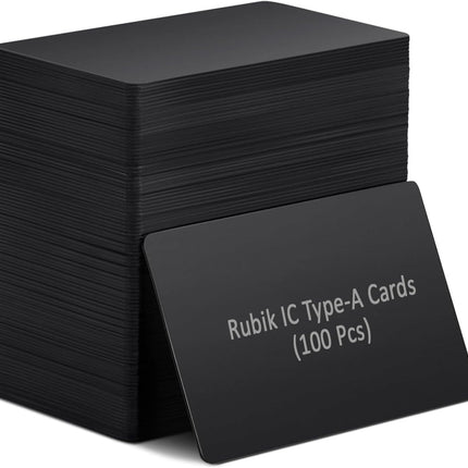 Rubik IC Type-A RFID Key Cards for RFID Copier/Reader/Writer/Duplicator (Black, 100 Cards)