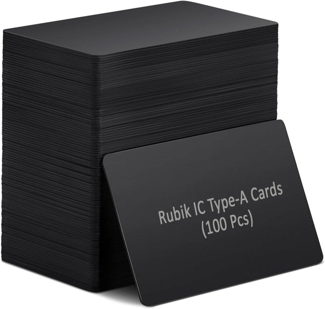 Rubik IC Type-A RFID Key Cards for RFID Copier/Reader/Writer/Duplicator (Black, 100 Cards)