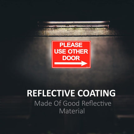 Please Use Other Door Sign Sticker Self Adhesive 21x15cm – Reflective Vinyl Decal Red/White