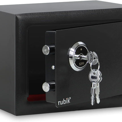 Rubik Mini Safe Box with Key Only Lock (17x23x17cm) Black