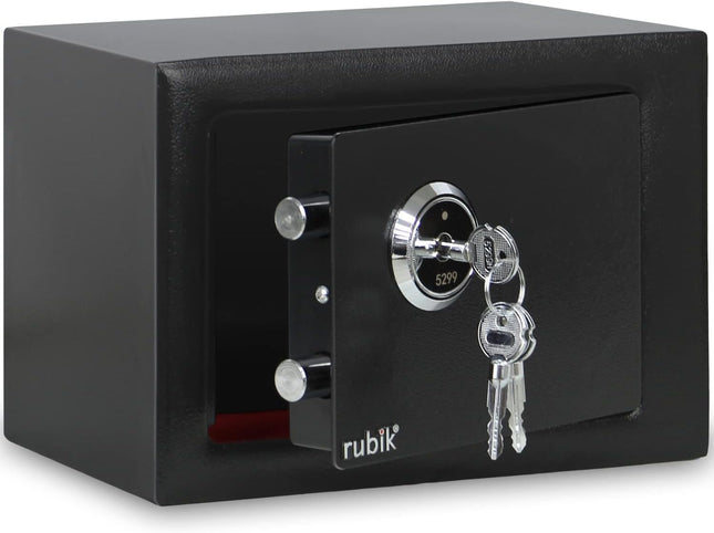 Rubik Mini Safe Box with Key Only Lock (17x23x17cm) Black