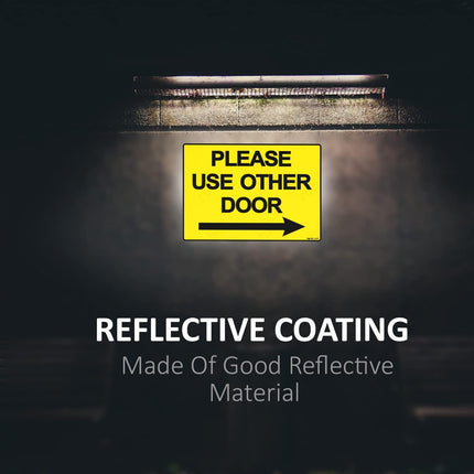 Please Use Other Door Sign Sticker Self Adhesive 21x15cm – Yellow/Black Reflective Vinyl Decal