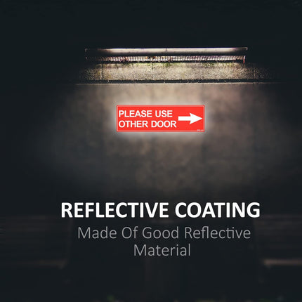 Please Use Other Door Self Adhesive Sign Sticker 23x7cm – Reflective Red/White
