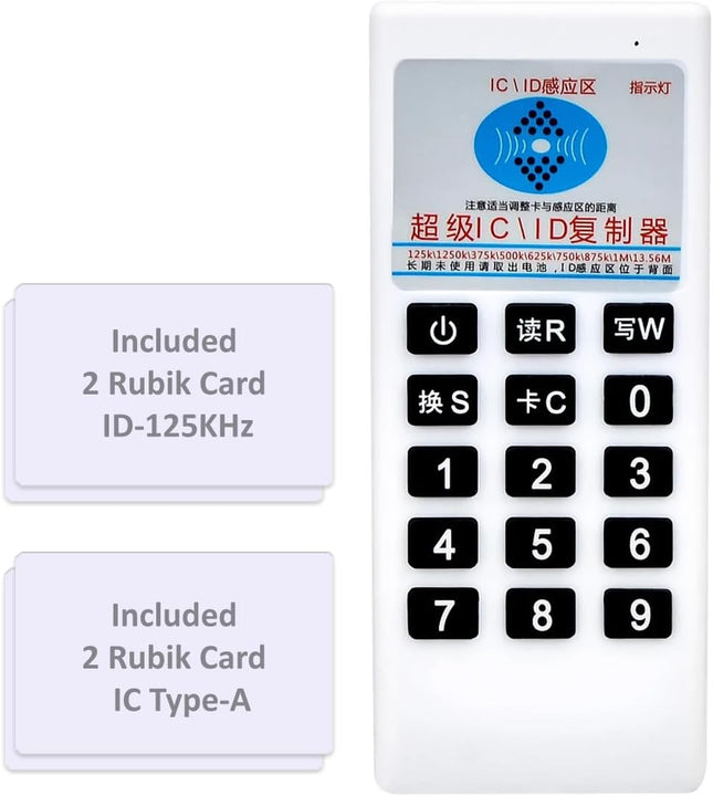Rubik RFID ID 125Khz & IC 13.56MHZ Card Copier Reader Writer with 2 IC Type-A and 2 ID-125KHz Writable Cards, Access Control Card Tag Duplicator