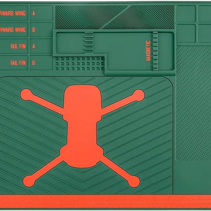 Drone Soldering Repair Mat – Heat Resistant Silicone Work Station with Magnetic Slots (Green)