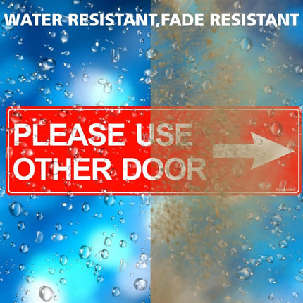 Please Use Other Door Self Adhesive Sign Sticker 23x7cm – Reflective Red/White