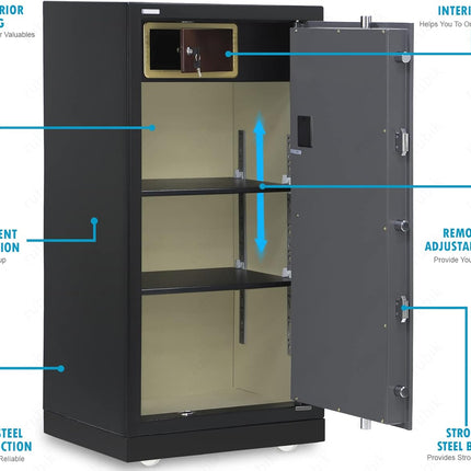 Rubik Digital Safe Box, Premium Build, Triple Security Locker 107kg (120x60x49cm) RBGX-120XTD Black/Grey