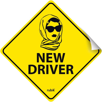 Self Adhesive New Driver Car Sign Sticker, Reflective Removable (Size 12cm x 12cm)
