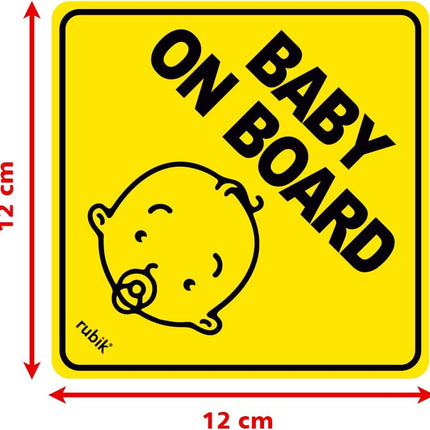 Baby on Board Car Sign Self Adhesive Sticker – Reflective Safety Warning Decal 12x12cm