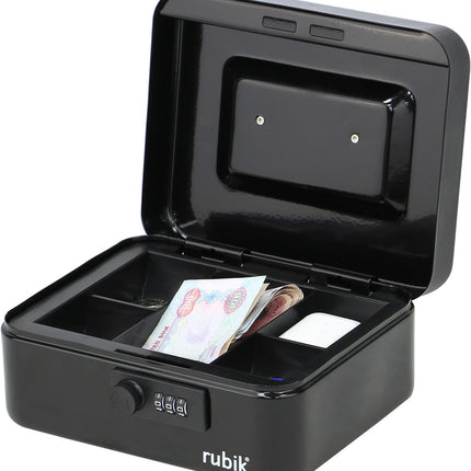 Medium Cash Box with Combination Lock & Tray (20x16x9cm) Black