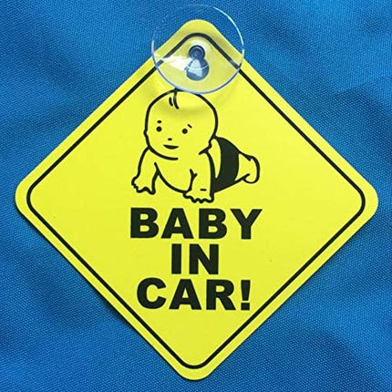 Baby in Car Sign with Suction Cup – Safety Warning Sign for Car Window (12x12cm)