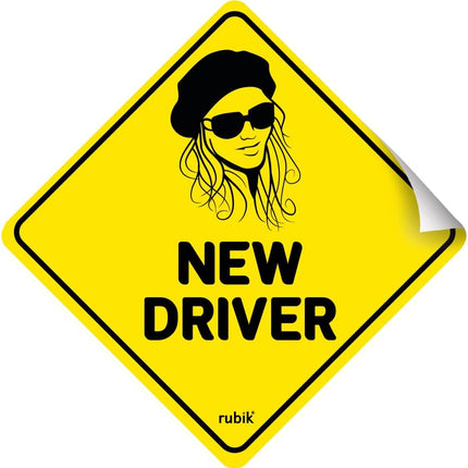 Self Adhesive New Driver Car Sign Sticker, Reflective Removable (Size 12cm x 12cm)