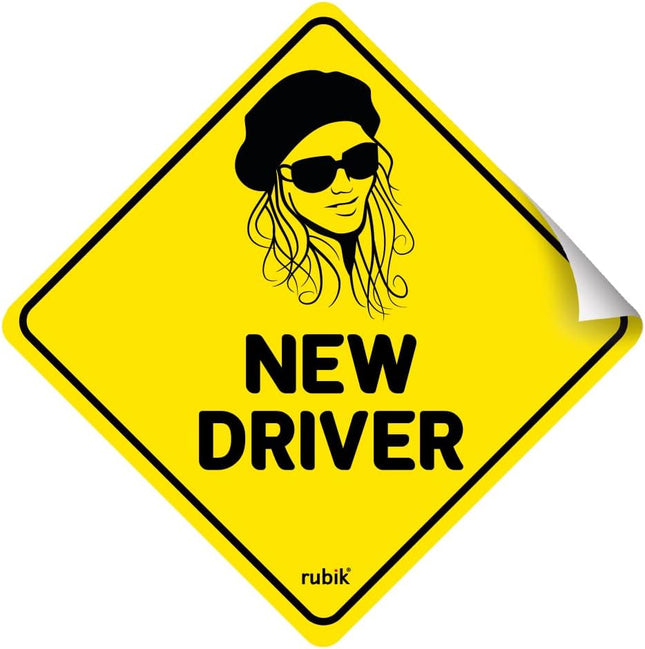 Self Adhesive New Driver Car Sign Sticker, Reflective Removable (Size 12cm x 12cm)