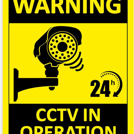 Acrylic Warning 24 Hours CCTV in Operation Sign 20x15cm, Weather Resistant Plastic Sign