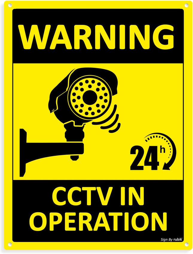 Acrylic Warning 24 Hours CCTV in Operation Sign 20x15cm, Weather Resistant Plastic Sign