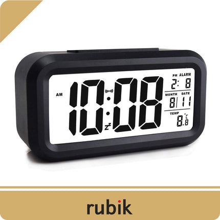 Hotels Alarm Clock Black, Loud, Digital LED, Large Display, Backlight, Temperature, Snooze