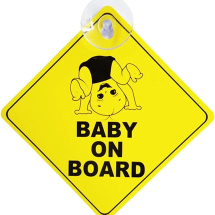 Baby on Board Car Sign – Safety Warning Sign with Suction Cup 12.5x12.5 cm