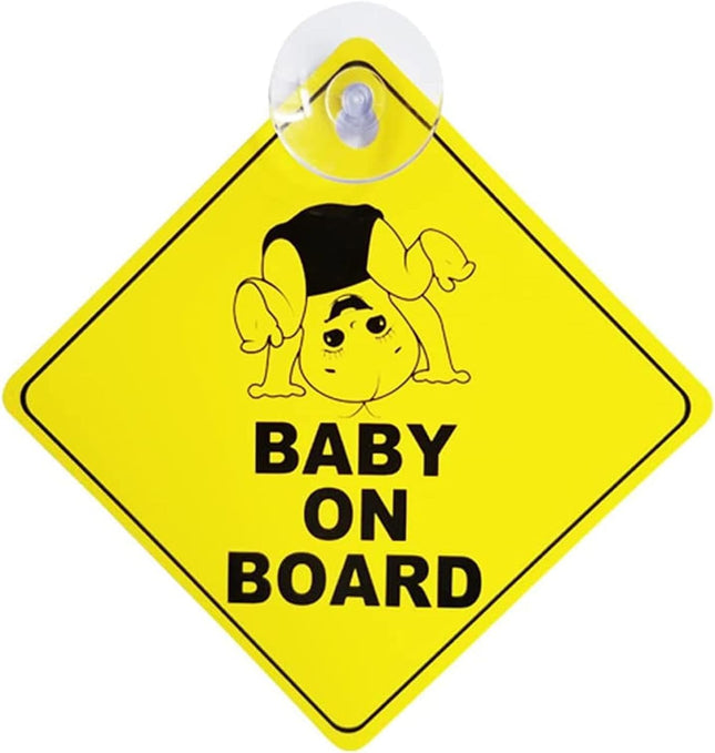Baby on Board Car Sign – Safety Warning Sign with Suction Cup 12.5x12.5 cm
