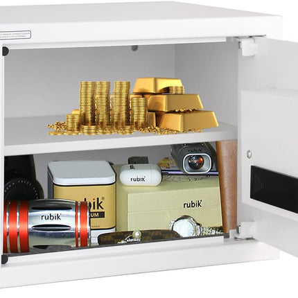 Rubik Large Digital Safe Box with Pin Code and Keys, RB-30EG (30x38x30cm) White